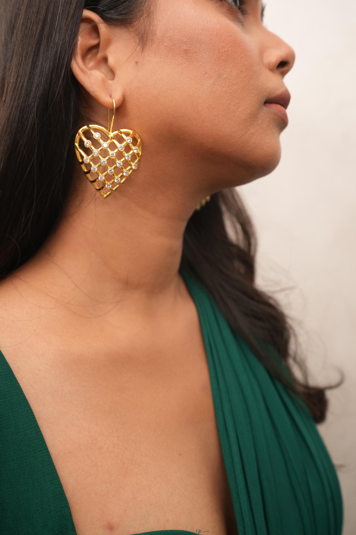 GOLDEN HOUR HEART SHAPED DIAMOND EARRINGS
