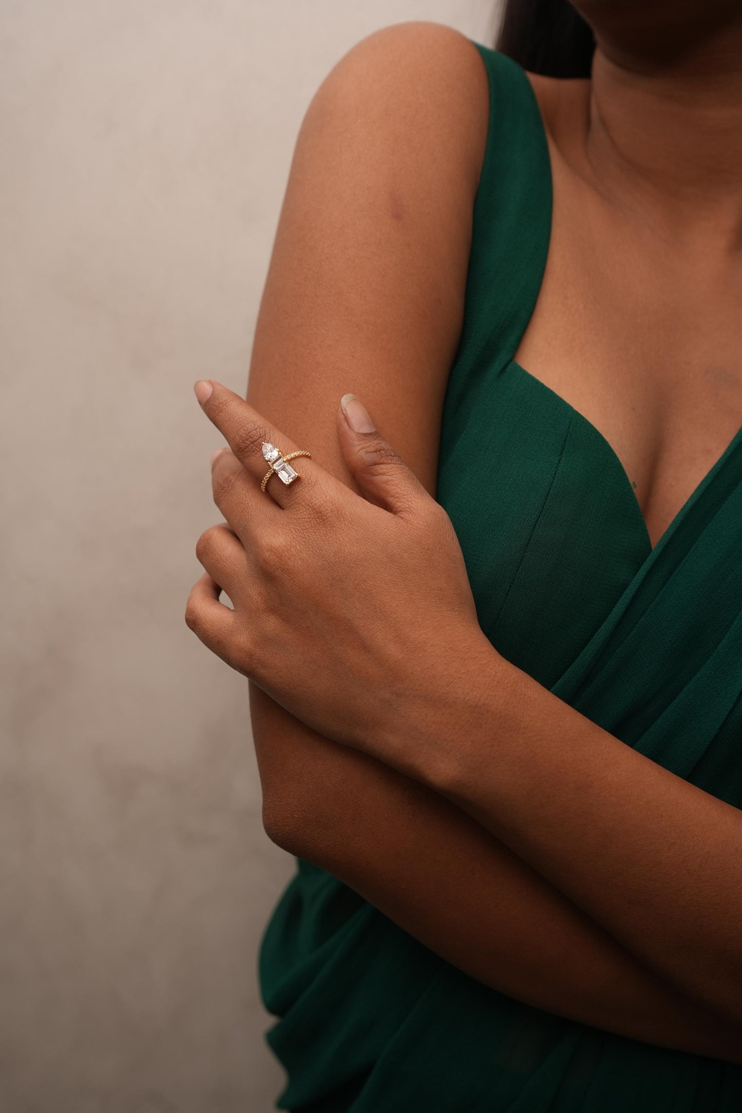 GOLDEN HOUR CRYSTAL CROWN COCKTAIL RING