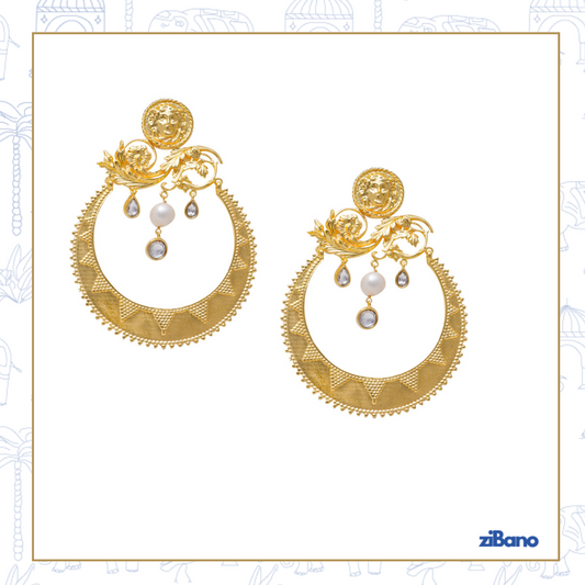 Golden Hour Empress Pearl Hoop Earrings
