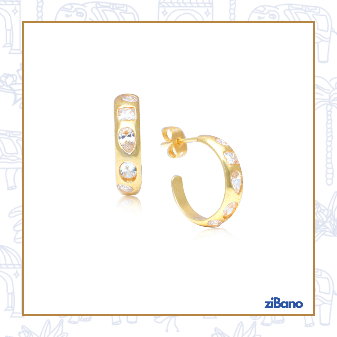 GOLDEN HOUR STONE DIAMOND HOOPS