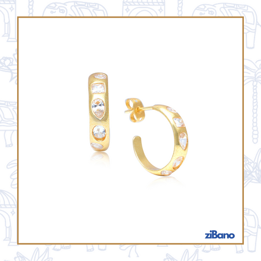 GOLDEN HOUR STONE DIAMOND HOOPS