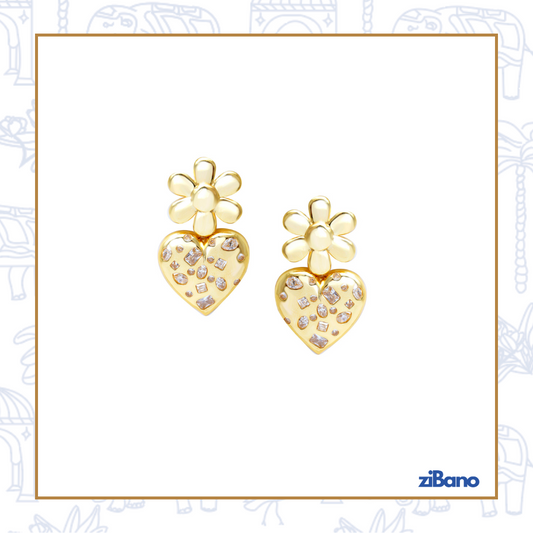 GOLDEN HOUR FLOWER WITH HEART SHAPED EARRINGS